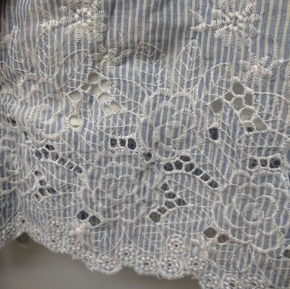 NWT We Love Fashion Blue and White Stripes Floral Skirt - Size M